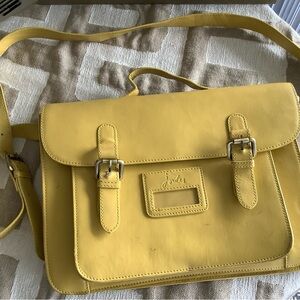 Joules Yellow Laptop Bag with Structured Design
